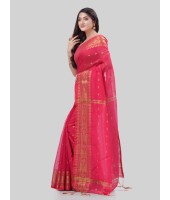 DESH BIDESH Women`s Bengal Cotton Silk Pure Handloom Cotton Saree Kohinoor Work With Blouse Piece(Pink)